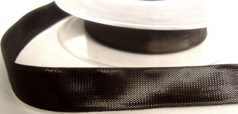 R7759 15mm Black Metallic and Polyester Woven Ribbon - Ribbonmoon
