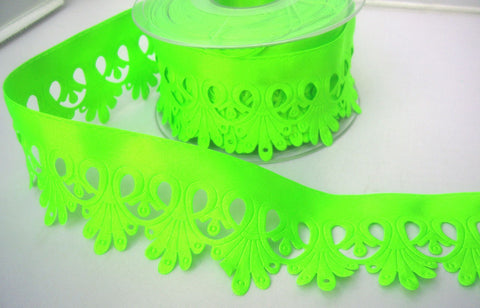 R7781 48mm Fluorescent Green Satin Ribbon Trimming by Berrisfords