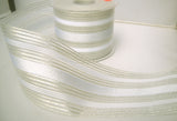 R7789 70mm Translucent, White Satin and Metallic Silver Striped Ribbon - Ribbonmoon