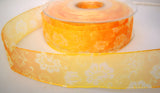 R7793 26mm Orange, Yellow and Natural Flowery Design Sheer Ribbon - Ribbonmoon