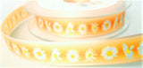 R7801 16mm Tonal Peach Taffeta Ribbon Daisy Flower Design, Berisfords