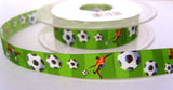 R7805 15mm Printed Taffeta Ribbon with a Football Themed Design - Ribbonmoon