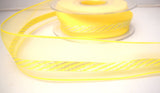 R7808 30mm Lemon Sheer Ribbon with a Silver Metallic Woven Stripe - Ribbonmoon