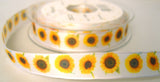 R7818 16mm White Taffeta Ribbon with a Sunflower Design - Ribbonmoon