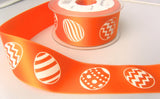 R7854 40mm Orange Satin Ribbon with a Single Side Easter Egg Design - Ribbonmoon