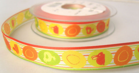 R7855 16mm Polyester Easter Egg, Bunny and Chick Design Ribbon - Ribbonmoon
