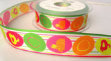 R0388 25mm Polyester Easter Egg, Bunny and Chick Design Ribbon