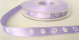 R7872 11mm Lilac Satin Ribbon with a Single Side Easter Egg Design - Ribbonmoon