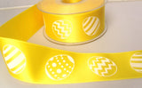R7885 40mm Yellow Satin Ribbon with a Single Side Easter Egg Design - Ribbonmoon