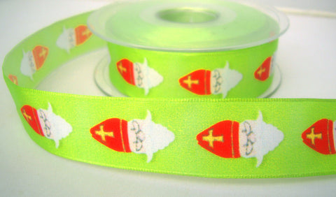 R7888 25mm Printed Taffeta Ribbon with a Santa Christmas Design - Ribbonmoon