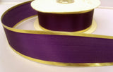 R7905 37mm Budget Dark Purple Polyester Ribbon with Gold Lurex Borders - Ribbonmoon