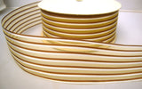 R7906 45mm Honey Gold Sheer Ribbon with Solid Brown and White Stripes - Ribbonmoon