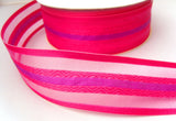 R7910 43mm Mixed Pinks, Purple Sheer and Woven Jacquard Striped Ribbon - Ribbonmoon