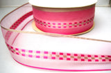 R7911 45mm Sheer Ribbon with Solid Stripes and a Woven Satin Jacquard Centre - Ribbonmoon