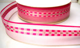 R7913 31mm Sheer Ribbon with Solid Stripes and a Woven Satin Jacquard Centre - Ribbonmoon