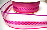 R7916 45mm Sheer Ribbon with Solid Stripes and a Woven Satin Jacquard Centre - Ribbonmoon