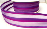 R7919 45mm Lilac Sheer Ribbon with Solid Purple and Plum Stripes - Ribbonmoon
