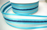 R7920 43mm Mixed Blues Sheer and Woven Jacquard Striped Ribbon - Ribbonmoon