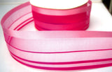 R7930 45mm Pink Sheer Ribbon with Satin Stripes - Ribbonmoon