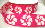 R7933 36mm Shocking Pink and White Thick Woven Cotton Ribbon Tape, Reversable Design - Ribbonmoon
