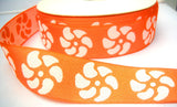R7934 35mm Orange and White Thick Woven Cotton Ribbon Tape, Reversable Design - Ribbonmoon