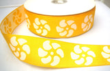 R7935 35mm Yellow and White Thick Woven Cotton Ribbon Tape, Reversable Design - Ribbonmoon