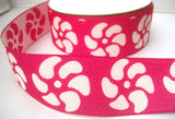 R7936 50mm Shocking Pink and White Thick Woven Cotton Ribbon Tape, Reversable Design - Ribbonmoon