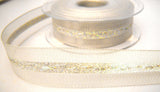 R8118 25mm Silver Mesh Ribbon, Solid Centre with an Iridescent Weave - Ribbonmoon