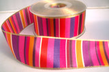 R8201 40mm Banded Stripe Design Taffeta Ribbon with Metallic Edges - Ribbonmoon