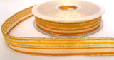 R8205 16mm Yellows, Cream and Gold Metallic, Solid and Sheer Striped Ribbon - Ribbonmoon