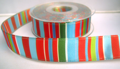 R8210 25mm Banded Stripe Design Taffeta Ribbon - Ribbonmoon