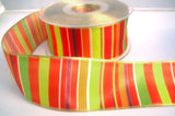 R8212 40mm Banded Stripe Design Taffeta Ribbon with Metallic Edges - Ribbonmoon