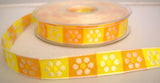 R8213 15mm Yellows and White Woven Jacquard Ribbon with a Daisy Design - Ribbonmoon