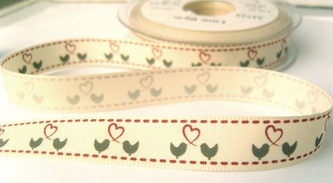 R8217 15mm Rustic Natural Charms "Little Birds" Ribbon by Berisfords