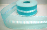 R8006 40mm Turquoise Sheer Ribbon with Satin Woven Centre and Edges