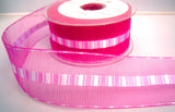 R8423 40mm Fuchsia Polyester Sheer Ribbon, Satin Woven Centre and Edges