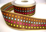 R8223 40mm Dark Brown Taffeta Ribbon, Spot Design and Metallic Edge - Ribbonmoon