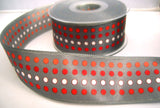 R8224 40mm Dark Grey Taffeta Ribbon with a Spot Dot Design - Ribbonmoon