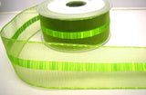 R8229 40mm Lime Green Polyester Sheer Ribbon, Satin Woven Centre and Edges - Ribbonmoon