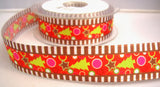 R8237 25mm Christmas Tree and Star Design Printed Taffeta Ribbon - Ribbonmoon
