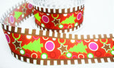R8239 40mm Christmas Tree-Star Design Printed Taffeta Ribbon,Berisfords
