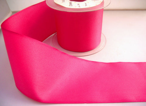 R8308 70mm Fuchsia Pink Polyester Soft Touch Wire Edge Taffeta Ribbon by Berisfords - Ribbonmoon
