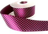 R8416 40mm Plum Double Face Satin Ribbon with a Polka Dot Print