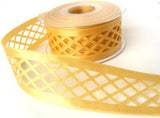 R8425 39mm Honey Satin Ribbon with a Diamond Cut Shape Pattern