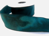 R8473 40mm Peacock Blue and Black Shimmery Shot Shimmery Ribbon