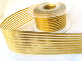 R8476 40mm Metallic Gold Solid and Mesh Striped Ribbon By Berisfords