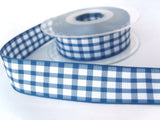 R8478 25mm Royal Blue and White Polyester Gingham Ribbon by Berisfords