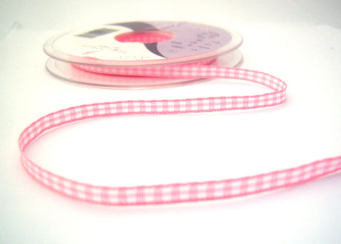 R8515 5mm Rose Pink and White Gingham Ribbon by Berisfords