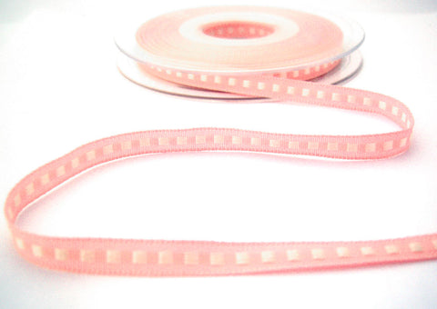 R8532 7mm Pink and Natural Box Stitch Ribbon by Berisfords