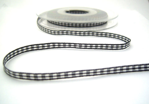 R8538 5mm Black Polyester Gingham Ribbon by Berisfords